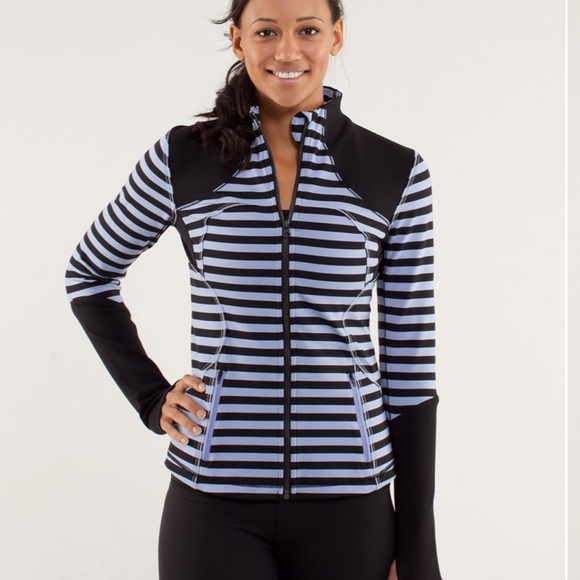 Lululemon Women’s 6 Black Sea Striped Polar Haze Purple Forme Zip Luon Jacket - Picture 1 of 9